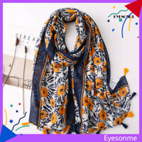 [Mắt] Nữ Boho Lá In Hoa Chống Tia UV Tua Rua Cổ Khăn Quấn Đầu Khăn Choàng Hijab
