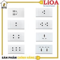 Mặt ổ cắm điện âm tường LiOA - Ổ đôi 2 chấu SE182U