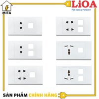 Mặt Ổ Cắm Điện Âm Tường Lỗ Vuông LiOA - Lắp Âm Tường Hoặc Lắp Nổi - Ổ đôi 2 chấu 2 lỗ E18S2U2X