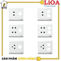 Mặt Ổ Cắm Điện Âm Tường  Lỗ Vuông LiOA - Lắp Âm Tường Hoặc Lắp Nổi loại mặt Vuông - Ổ đơn 2 chấu  1 lỗ V20SUX
