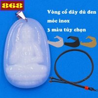 Mặt Phật A di đà đá trắng, đá vàng 2.2 x 3.6cm, 3.2 x 5cm kèm vòng cổ dây dù đen + móc inox