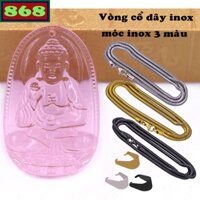 Mặt Phật A di đà pha lê hồng kèm dây chuyền inox rắn, mặt Phật bản mệnh, trang sức phong thủy