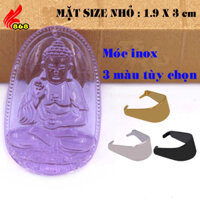 Mặt Phật A di đà pha lê tím kèm móc inox - Phật bản mệnh, mặt dây chuyền