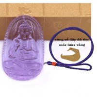 Mặt Phật A di đà pha lê tím kèm vòng cổ dây dù tím + móc inox - Phật bản mệnh, mặt dây chuyền