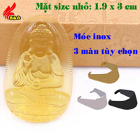 Mặt Phật A di đà pha lê vàng kèm móc inox - Phật bản mệnh, mặt dây chuyền