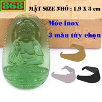 Mặt Phật A di đà pha lê xanh lá kèm móc inox - Phật bản mệnh, mặt dây chuyền