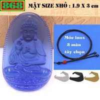 Mặt Phật A di đà pha lê xanh dương 3 cm, 5 cm kèm vòng cổ dây dù đen + móc inox, Phật bản mệnh, mặt dây chuyền