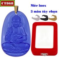 Mặt Phật A di đà pha lê xanh dương 3.6 cm MFLXDB1 hộp nhung - Hộ mệnh tuổi Tuất và Hợi