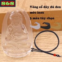 Mặt Phật A di đà thủy tinh trắng kèm vòng cổ dây dù đen, mặt Phật bản mệnh, trang sức phong thủy