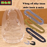 Mặt Phật A di đà thủy tinh trắng kèm dây chuyền inox rắn, mặt Phật bản mệnh, trang sức phong thủy
