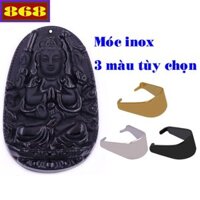 Mặt Phật bản mệnh Thiên thủ thiên nhãn đá đen size lớn kèm móc inox