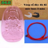 Mặt Phật Bất động minh vương pha lê hồng kèm vòng cổ dây dù đỏ, mặt Phật bản mệnh, trang sức phong thủy
