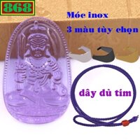 Mặt Phật Bất động minh vương pha lê tím kèm vòng cổ dây dù tím, mặt Phật bản mệnh, trang sức phong thủy