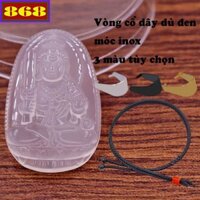 Mặt Phật Bất động minh vương mã não trắng 2.2 x 3.6cm, 2.9 x 4.5cm kèm vòng cổ dây dù đen + móc inox