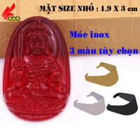 Mặt Phật Bất động minh vương pha lê đỏ kèm + móc inox - Phật bản mệnh, mặt dây chuyền