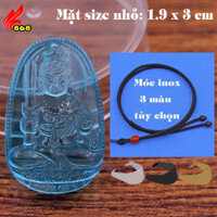 Mặt Phật Bất động minh vương pha lê xanh biển kèm vòng cổ dây dù đen + móc inox - Phật bản mệnh