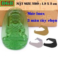 Mặt Phật Bất động minh vương pha lê xanh lá kèm móc inox - Phật bản mệnh, mặt dây chuyền