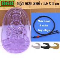 Mặt Phật Bất động minh vương pha lê tím 3 cm, 5 cm kèm vòng cổ dây dù đen + móc inox, Phật bản mệnh, mặt dây chuyền