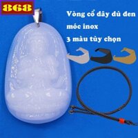 Mặt Phật Đại nhật như lai đá trắng, đá vàng 2.2 x 3.6cm, 3.2 x 5cm kèm vòng cổ dây dù đen + móc inox