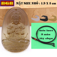 Mặt Phật Đại Nhật Như Lai pha lê nâu 1.9 x 3cm, 3.2 x 5cm kèm vòng cổ dây dù nâu + móc dây chuyền inox