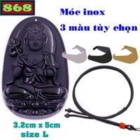 Mặt Phật Đại thế chí đá đen kèm vòng cổ dây dù đen - Mặt Phật bản mệnh