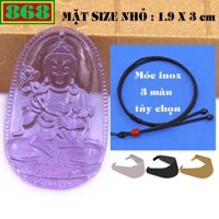 Mặt Phật Đại thế chí pha lê tím 3 cm, 5 cm kèm vòng cổ dây dù đen + móc inox, Phật bản mệnh, mặt dây chuyền
