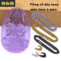 Mặt Phật Đại thế chí pha lê tím kèm dây chuyền inox rắn, mặt Phật bản mệnh, trang sức phong thủy