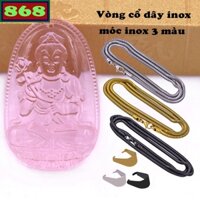 Mặt Phật Đại thế chí pha lê hồng kèm dây chuyền inox rắn, mặt Phật bản mệnh, trang sức phong thủy