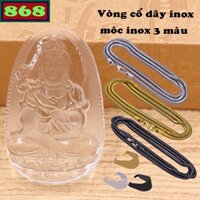 Mặt Phật Đại thế chí thủy tinh trắng kèm dây chuyền inox rắn, mặt Phật bản mệnh, trang sức phong thủy