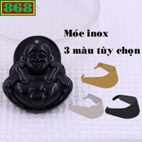 Mặt Phật Di lặc đá đen 4.3 cm kèm móc inox, mặt dây chuyền Phật cười