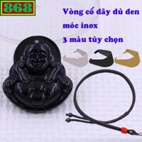 Mặt Phật Di lặc đá đen 4.3 cm kèm vòng cổ dây dù đen + móc inox, Phật bản mệnh