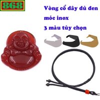 Mặt Phật Di lặc đá đỏ 2.9 cm ( size nhỏ ) kèm vòng cổ dây dù đen + móc inox, mặt dây chuyền Phật cười