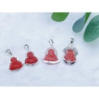 Mặt Phật Di Lặc đá đỏ bọc bạc phong thủy mang lại may mắn cho nam nữ