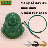 Mặt Phật Di lặc đá xanh lá 4.3 cm kèm vòng cổ dây dù xanh lá + móc inox, mặt dây chuyền Phật cười