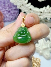 Mặt Phật Di Lặc Ngọc Bích size 20*19mm