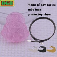 Mặt Phật Di lặc pha lê hồng 3.6 cm kèm vòng cổ dây cao su đen + móc inox, mặt dây chuyền Phật cười