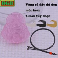 Mặt Phật Di lặc pha lê hồng 3.6 cm kèm vòng cổ dây dù đen + móc inox, mặt dây chuyền Phật cười