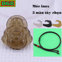 Mặt Phật Di lặc pha lê nâu 3.6 cm kèm vòng cổ dây dù nâu + móc inox rắn, mặt dây chuyền Phật cười