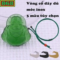 Mặt Phật Di lặc pha lê xanh lá 3.6 cm kèm vòng cổ dây dù xanh lá + móc inox, mặt dây chuyền Phật cười