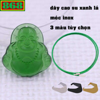 Mặt Phật Di lặc pha lê xanh lá 3.6 cm kèm vòng cổ dây cao su xanh lá + móc inox, mặt dây chuyền Phật cười