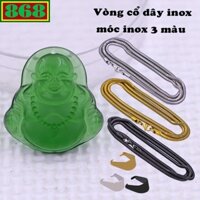 Mặt Phật Di lặc pha lê xanh lá 3.6 cm kèm vòng cổ dây chuyền inox rắn + móc inox, mặt dây chuyền Phật cười