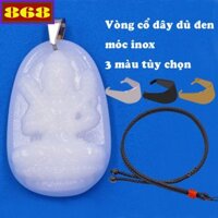 Mặt Phật Hư không tạng đá trắng, đá vàng 2.2 x 3.6cm, 3.2 x 5cm kèm vòng cổ dây dù đen + móc inox
