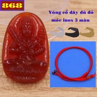 Mặt Phật Hư không tạng mã não đỏ 2.2 x 3.6cm, 2.9 x 4.5cm kèm vòng cổ dây dù đỏ + móc inox