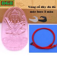 Mặt Phật Hư không tạng pha lê hồng kèm vòng cổ dây dù đỏ, mặt Phật bản mệnh, trang sức phong thủy