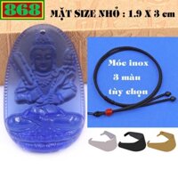 Mặt Phật Hư không tạng pha lê xanh dương 3 cm, 5 cm kèm vòng cổ dây dù đen + móc inox, Phật bản mệnh, mặt dây chuyền