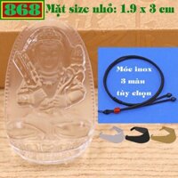 Mặt Phật Hư không tạng pha lê trắng 3 cm, 5 cm kèm vòng cổ dây dù đen + móc inox, Phật bản mệnh, mặt dây chuyền