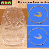 Mặt Phật Hư không tạng thủy tinh trắng kèm dây chuyền inox, mặt Phật bản mệnh, trang sức phong thủy