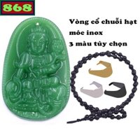 Mặt Phật Phổ hiền đá xanh kèm vòng chuỗi hạt đá đen - Mặt Phật bản mệnh