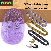Mặt Phật Phổ hiền pha lê tím kèm dây chuyền inox rắn, mặt Phật bản mệnh, trang sức phong thủy