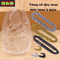 Mặt Phật Phổ hiền thủy tinh trắng kèm dây chuyền inox rắn, mặt Phật bản mệnh, trang sức phong thủy